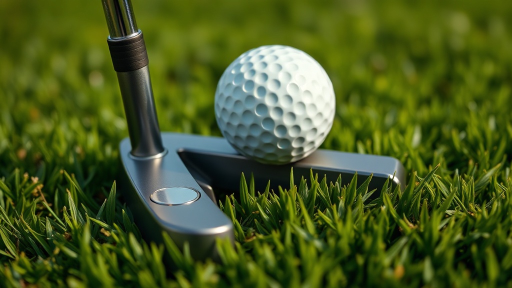 그린 위에 놓인 볼 마커와 퍼터의 모습